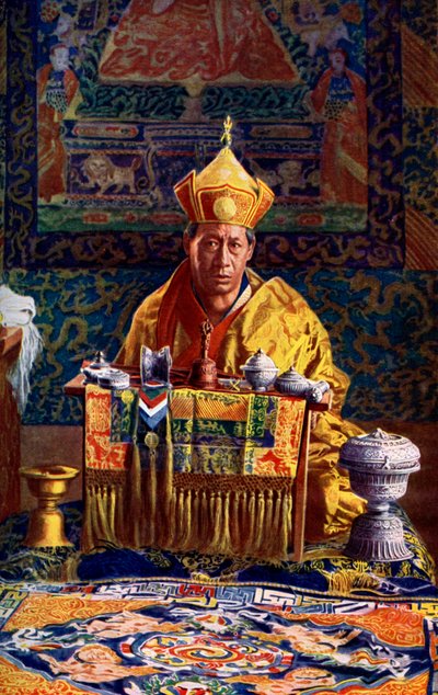 El Deb Raja, jefe interino de la Iglesia Budista de Bután, 1922 de John Claude White