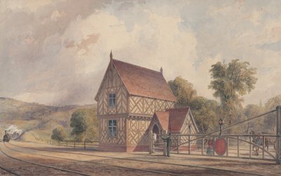 Estación de tren rural estilo Tudor y cruce ferroviario de John Connell Ogle