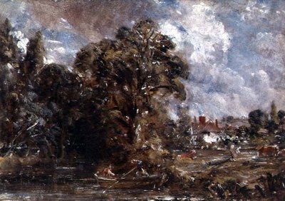 Una granja cerca del borde del agua de John Constable
