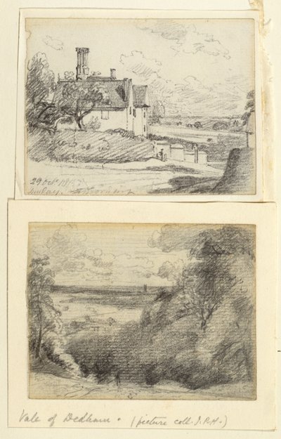 Una Casa Solariega, 1815, y Dedham desde cerca de Gun Hill, Langham, c.1815 de John Constable