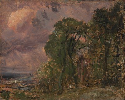 Una vista en Hampstead con tiempo tormentoso de John Constable