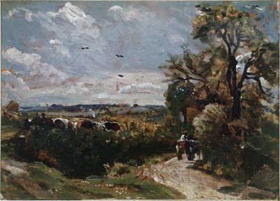 Un carro en el camino de Flatford de John Constable