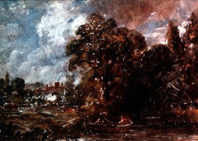 Escena de río con una granja cerca del borde del agua, c.1830-36 de John Constable