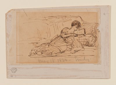 Hija del artista, Emily, acostada en un sofá leyendo, 18 de mayo de 1834 de John Constable