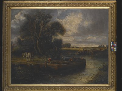 Barcaza en el canal (óleo sobre lienzo) de John Constable