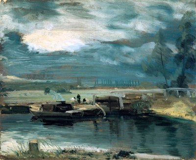 Barcazas en el Stour, con la iglesia de Dedham en la distancia, 1811 de John Constable