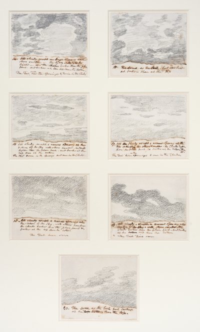 Estudios de nubes (según "Grabados de cielos" de Alexander Cozens), c.1822-23 (grafito sobre papel) de John Constable