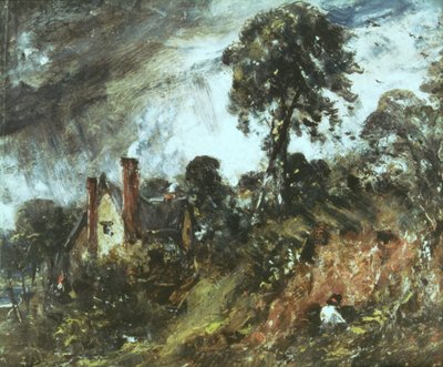 Cabaña entre árboles con un banco de arena, c.1830-36 de John Constable