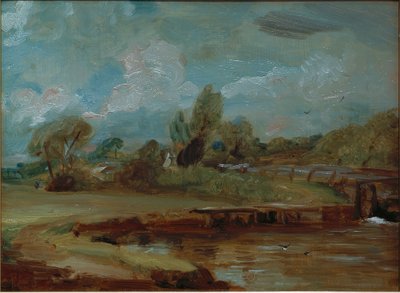 La esclusa de Flatford, vista desde un sendero junto al río de John Constable