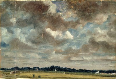 Paisaje extenso con nubes grises de John Constable