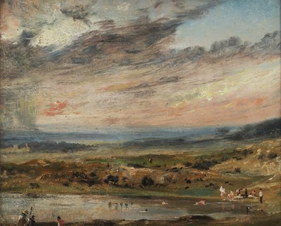 Hampstead Heath, con estanque y bañistas de John Constable