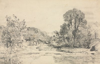 Paisaje con árboles rodeando un estanque de John Constable