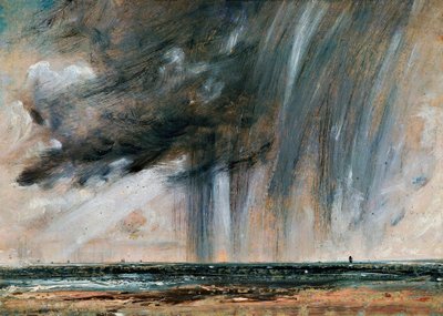 Tormenta de lluvia sobre el mar, estudio de paisaje marino con nubes de lluvia, hacia 1824-1828, de John Constable (1776-1837), óleo sobre papel extendido sobre lienzo, 22,2x31 cm de John Constable