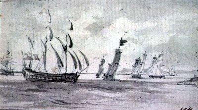 Barcos en una brisa en el Támesis o Medway de John Constable