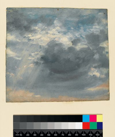 Estudio del cielo con un rayo de sol, c.1822 (óleo sobre papel) de John Constable