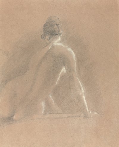 Estudio de un desnudo femenino, visto de espaldas (tiza sobre papel) de John Constable