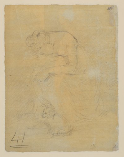 Mujer sentada, con un perro a sus pies, verso, c.1806 de John Constable