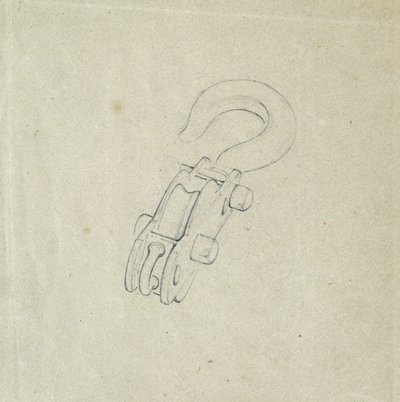 Bloque y gancho, c.1835-38 (lápiz sobre papel) de John Cooke Bourne