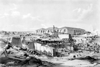 Construcción de la casa de la máquina estacionaria, Camden Town, 26 de abril de 1837 de John Cooke Bourne