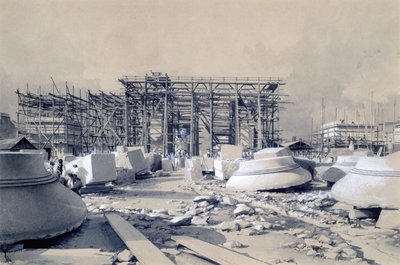 Construcción del Arco de Euston, Octubre de 1837 de John Cooke Bourne