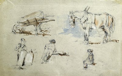 Construction of the London and Birmingham Railway, c.1835-38 (lápiz y aguada sobre papel; boceto compuesto) de John Cooke Bourne