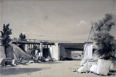 Puente de Denbigh Hall desde la carretera, 25 de junio de 1837 de John Cooke Bourne