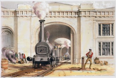 Entrada a la casa de máquinas de locomotoras, Camden Town, Londres de John Cooke Bourne