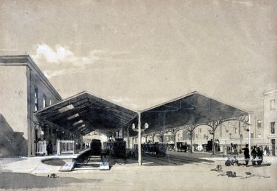Interior de la Estación de Euston, Mayo de 1837 de John Cooke Bourne