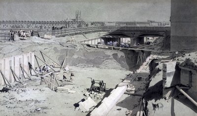 Puente de la Carretera de Hampstead, desde el lado de Camden, 16 de Agosto de 1836 de John Cooke Bourne