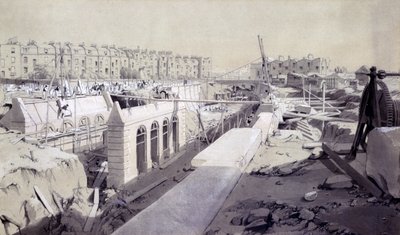 Mornington Crescent - Línea en construcción, septiembre de 1836 de John Cooke Bourne