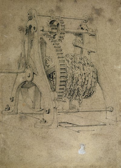 Cabrestante o mecanismo de cangrejo para enrollar cadenas, 1830s de John Cooke Bourne