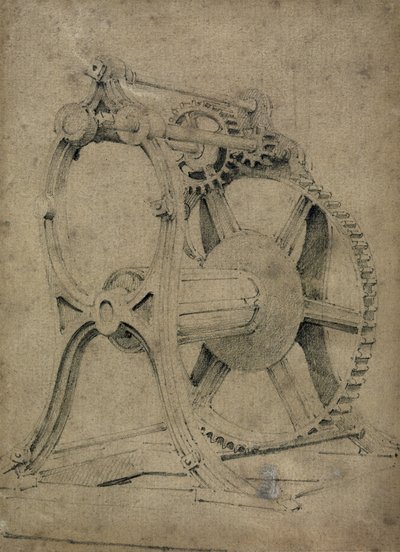 Cabrestante o mecanismo de cangrejo para enrollar cadenas, 1830s de John Cooke Bourne