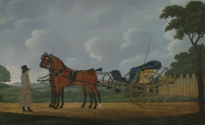 Un caballero con su par de caballos enganchados a un carruaje de John Cordrey