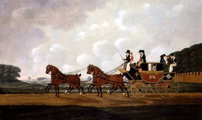 El coche de correo de Ludlow a Worcester de los Sres. Richard Costar y Christopher Ibberson en la carretera de John Cordrey