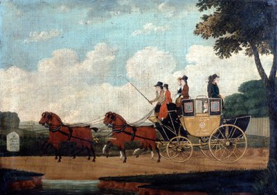 El coche de correo real, Chelmsford a Londres, 1799 de John Cordrey