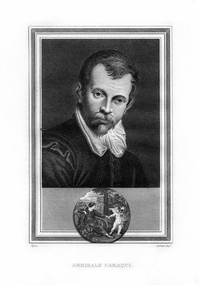Annibale Carracci, pintor italiano de la era barroca, 1825 de John Corner