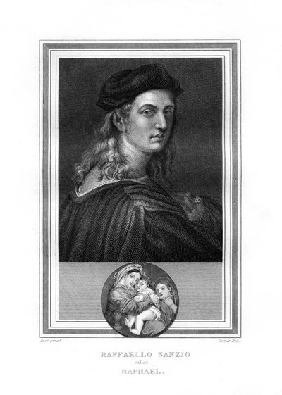 Rafael o Raffaello, maestro pintor y arquitecto de la Escuela Florentina, 1825 de John Corner