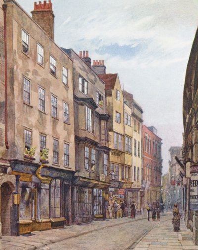 Londres perdido: Holywell Street, mirando al oeste (litografía en color) de John Crowther