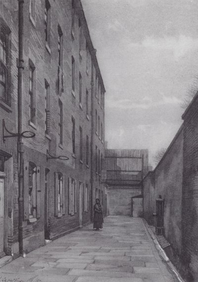 Londres perdido: Marshalsea Place, Parte de la Prisión de Deudores (litografía) de John Crowther