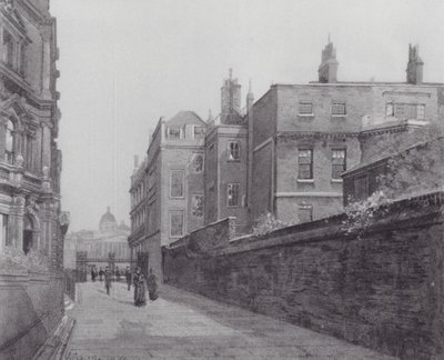 Londres perdido: Pasaje en Spring Gardens desde Trafalgar Square hasta el Mall (litografía) de John Crowther
