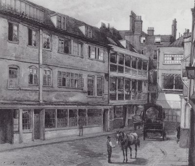Londres perdido: Yard of the George Inn, Borough (litografía) de John Crowther