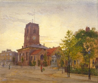 Vista de la Iglesia de Todos los Santos, Chelsea, Londres, 1880 de John Crowther