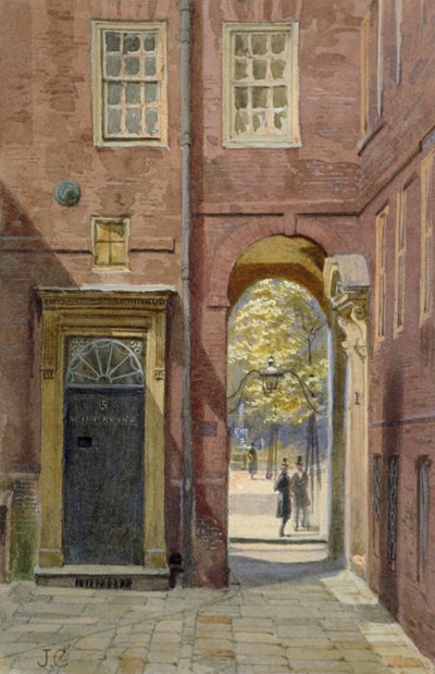 Vista de Elm Court, Inner Temple mirando hacia Middle Temple, Londres, c1880 de John Crowther