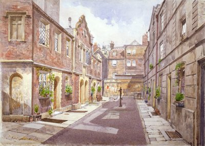 Vista de casas de beneficencia en Cock Court, Jewry Street, Ciudad de Londres, 1886 de John Crowther