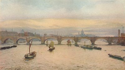 Puente de Waterloo desde el Puente del Ferrocarril de Charing Cross, 1888 de John Crowther