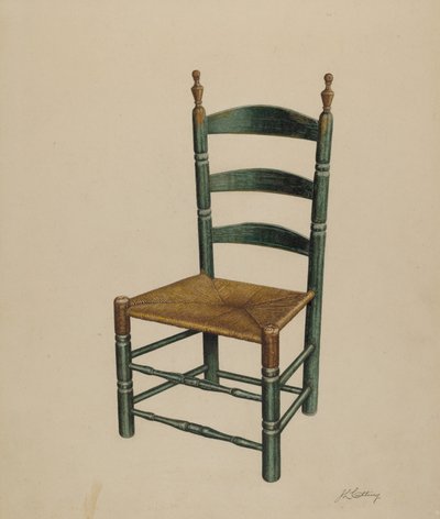 Silla de respaldo de escalera, c. 1939 de John Cutting