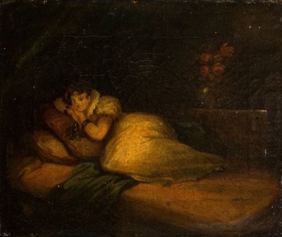 Interior con Mujer en una Cama de John Daniel Bond