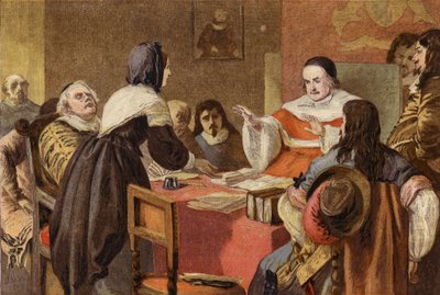La Esposa de John Bunyan Suplicando a Sir Matthew Hale por la Liberación de su Esposo de la Cárcel de Bedford (cromolitografía) de John Dawson Watson
