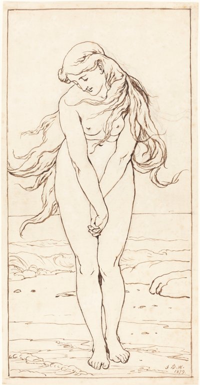 Desnudo de pie con brazos cruzados de John Dawson Watson