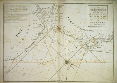 Una carta correcta de la costa este, desde Hasbrough o Haisbrough Sand hasta Kingston upon Hull. de John Diston